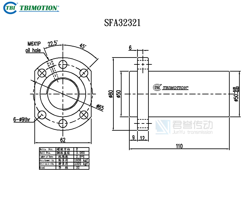 臺(tái)灣tbi滾珠絲桿SFAR03232B1D